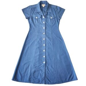 St Johns Bay Linen Blend Dress Womens 10P‎ Cottagecore Prairie Lagenlook Retro